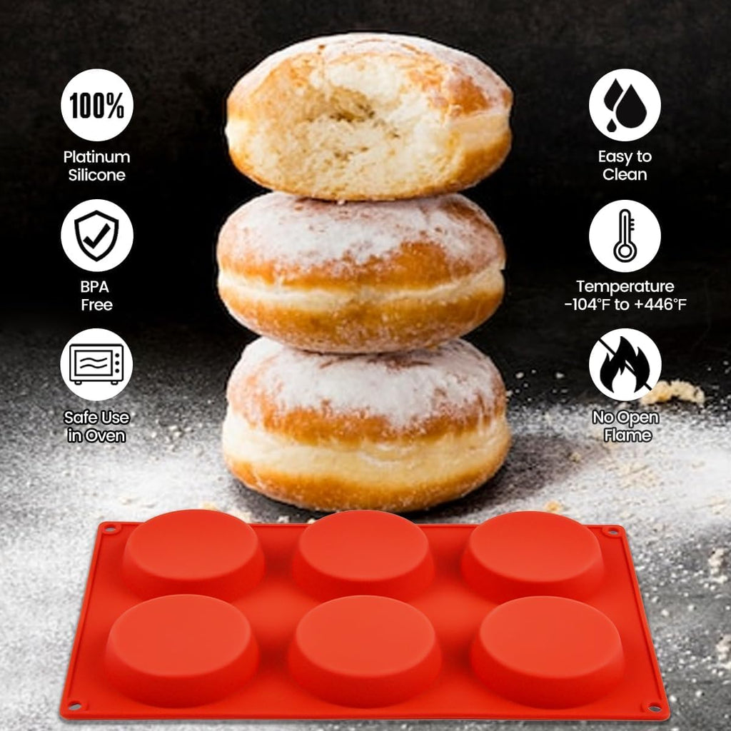 CAKETIME Silicone Egg Molds, 3 Inch Muffin Top Pan 4 Pack Nonstick for Baking English Muffin, Whoopie Pie, Corn Bread, Egg bite, Breakfast Sandwiches