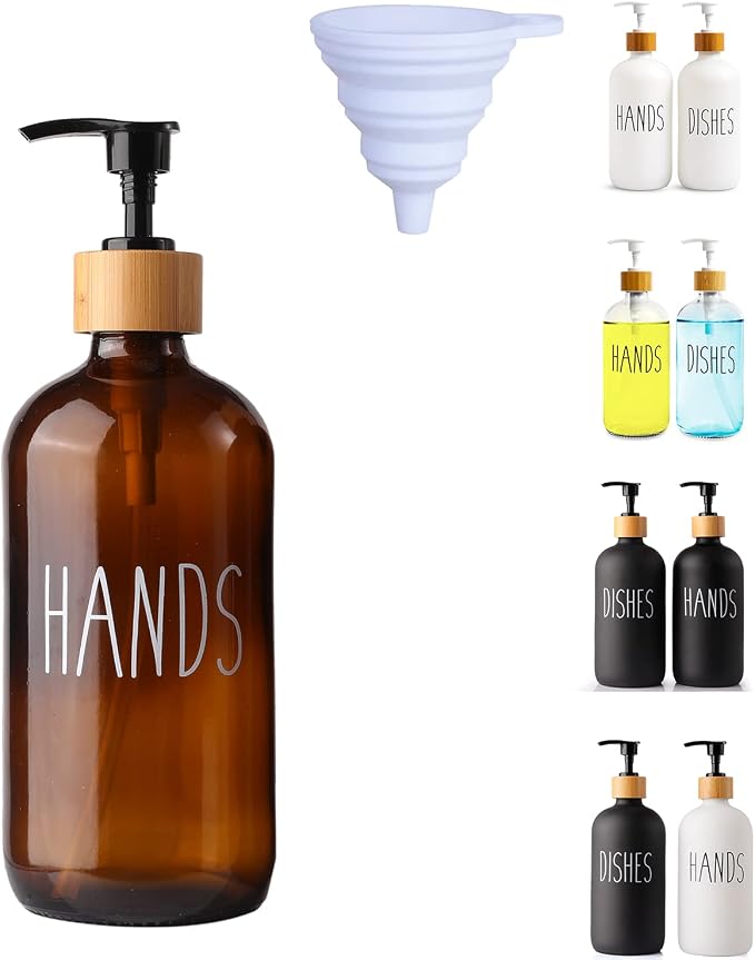 LOOCHICA Hand Amber Glass Soap Dispenser by Loochica