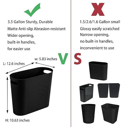 rejomiik Small Trash Can, Slim Garbage Can Plastic Waste Basket - Image 3