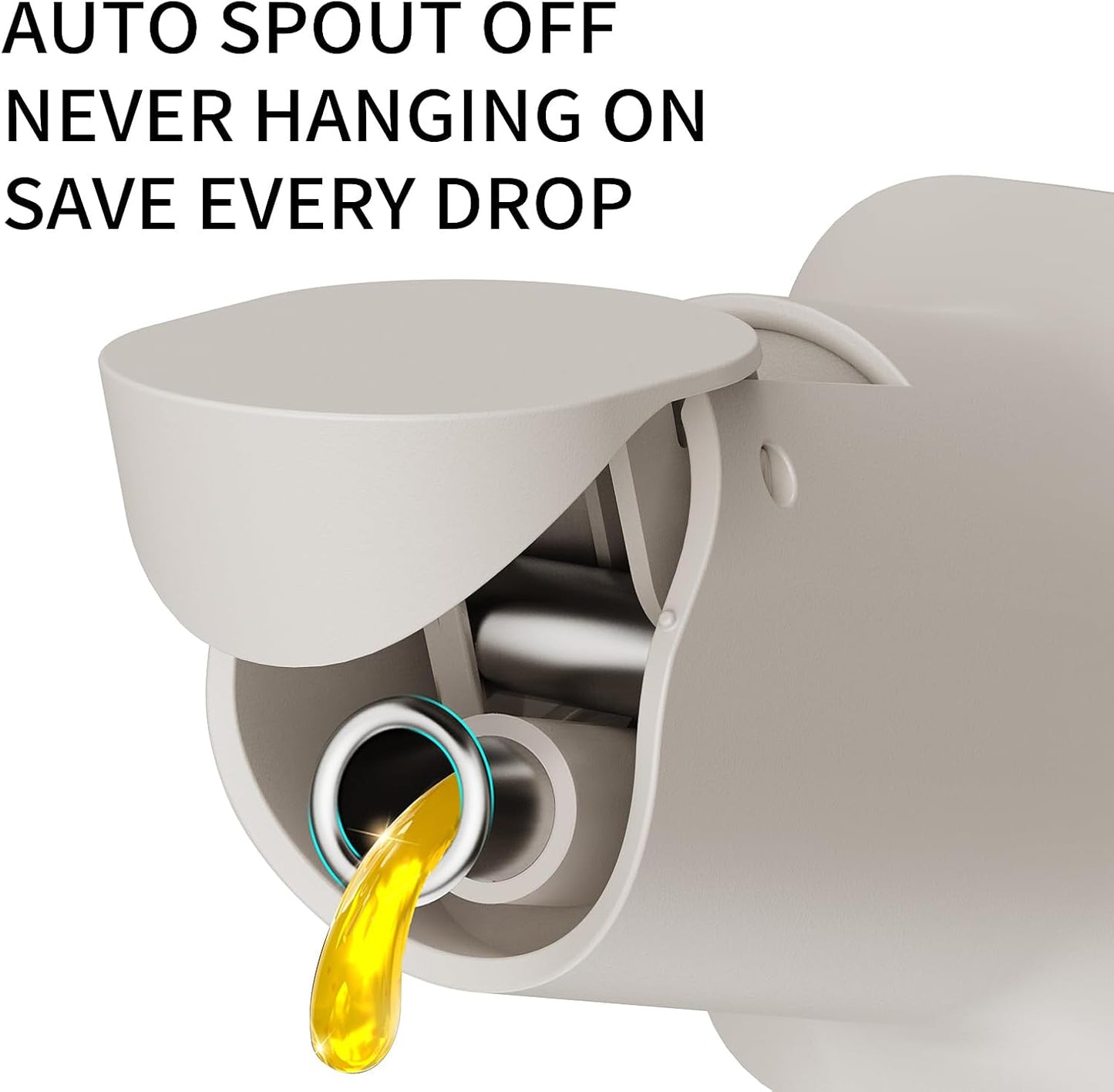 Olive Oil Dispenser for Cooking - 16oz Leakproof Glass Oil Dispenser Bottle with Gravity Spout, Air Fryer, BBQ, Healthy Salad & Non-Stick Pans, BPA-Free, Easy to Refill and Use, Light Grey