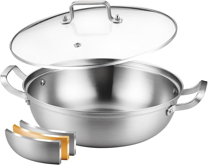 Delarlo Tri-Ply Stainless Steel 11 inch Everyday Pan by DELARLOCOOKWARE