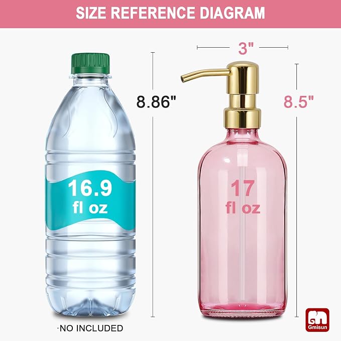 GMISUN Pink Soap Dispenser Bathroom, 2 Pack Kitchen Hand and Dish Soap - Image 2