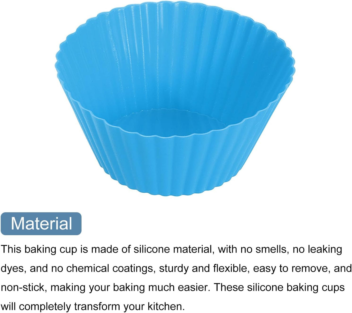 uxcell 18Pcs Silicone Cupcake Liners, Non-Stick Baking Cups, for Cooking Eggs, Baking Muffins and Make a Cake(Blue)