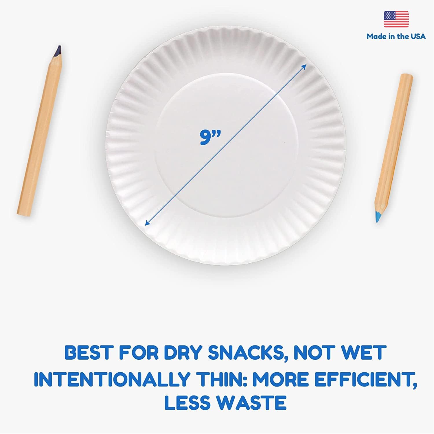 Hygloss Products 9" Uncoated White Paper Plates Bulk, 9 Inch, 300 pack, Disposable Plates For Food, Dessert Or Crafts