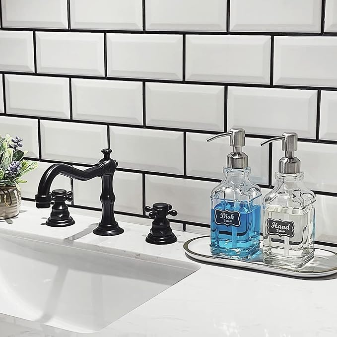 JASAI 2Pack Antique Design Glass Soap Dispenser - Image 6