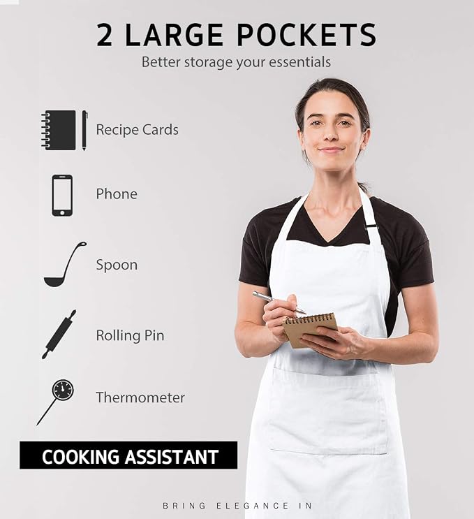 Syntus 12 Pack Bib Apron, Unisex Aprons Adjustable Thicker Version Waterdrop - Image 4