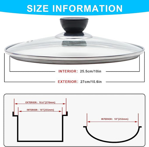 10.25 Inch Glass Lid for Frying Pan Tempered Glass Pot Lid - Image 2