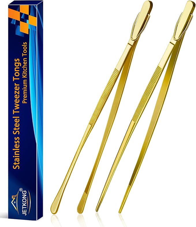 JETKONG 2 Pcs 12-Inch Cooking Tweezers Stainless Steel Food Tweezers Kitchen by JETKONG