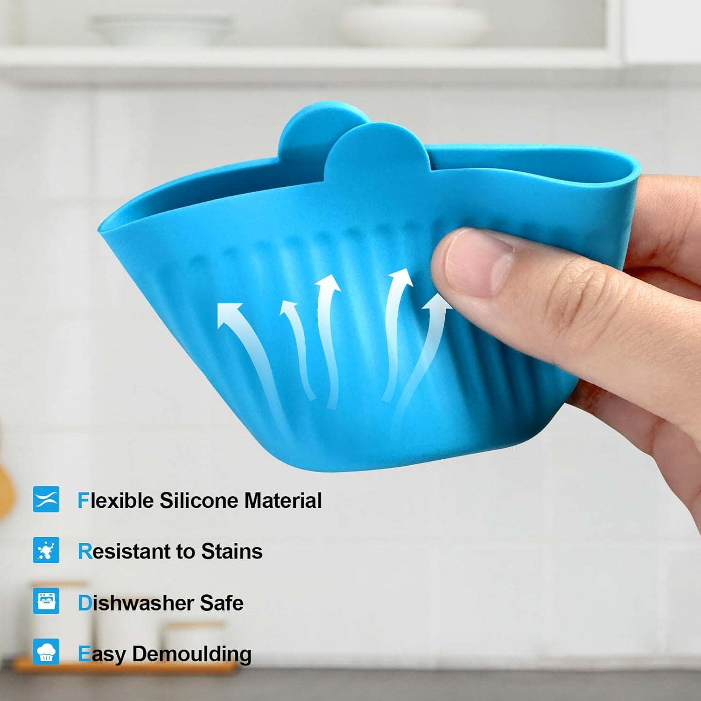 8 Pcs Air Fryer Baking Ramekins Premium Food-Grade Silicone Mold Cups Non-Stick Air Fryer Accessories Air Fryer Egg Molds for Eggs, Cupcakes, Muffins, Puddings, Tarts, Custards