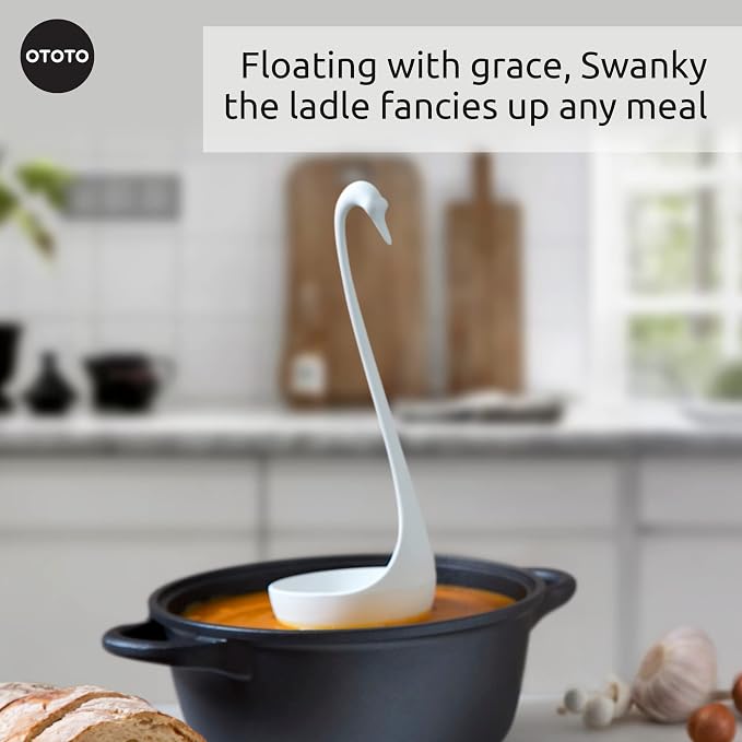 OTOTO Swanky Swan Soup Ladle- Silicone Soup Spoon, Heat Resistant Soup Ladles - Image 4