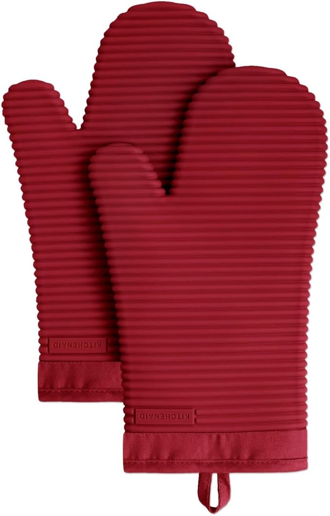 KITCHENAID Ribbed Soft Silicone Oven Mitt 2-Pack Set, Smoked Paprika by KitchenAid