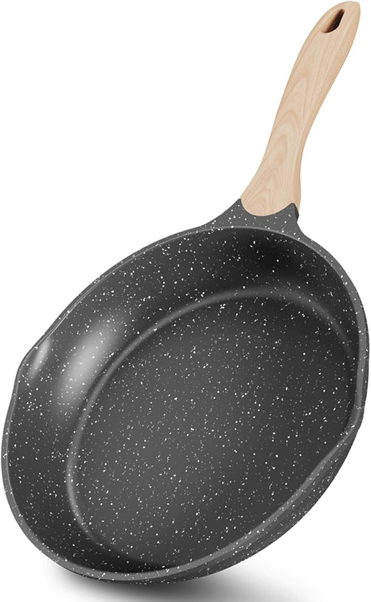 JEETEE 12.5 Inch Nonstick Frying Pan, Stone Coating Cookware, Nonstick Omelette Pan with Heat-Resistant Handle, Induction Skillet for Eggs (Grey)