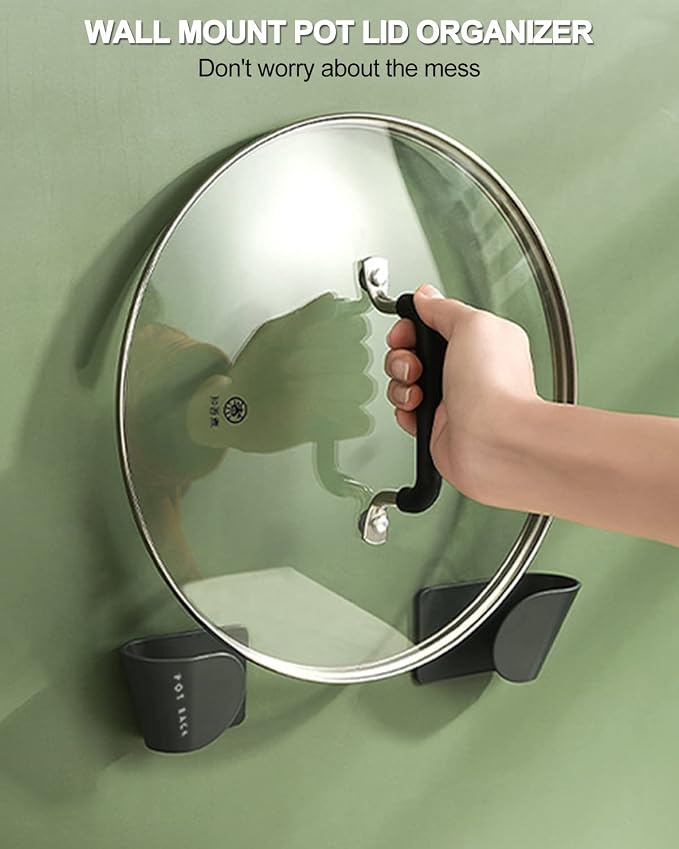 Tendiren Pot Lid Organizer, 3 Pairs of Adjustable Wall Mount Pot Lid Holder - Image 6