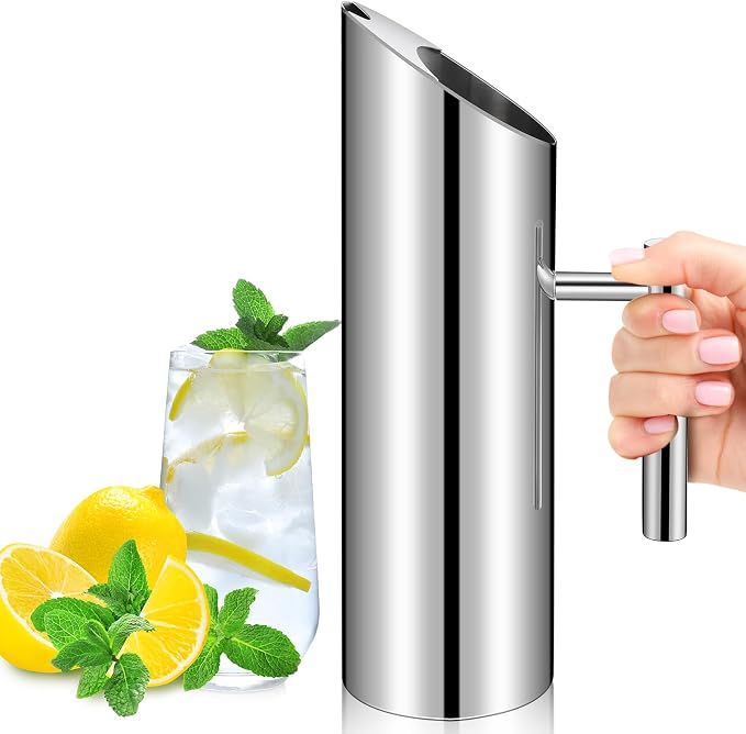 Funnymoom Stainless Steel Water Pitcher 53oz Modern Metal Pitcher by Funnymoom