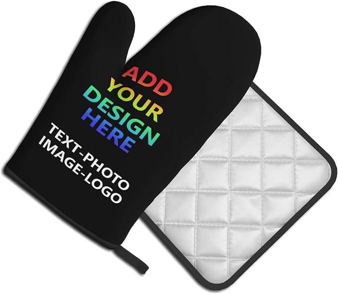 Custom Oven Mitts and Pot Holders Sets Personalized Customized Logo Text Image - Image 2