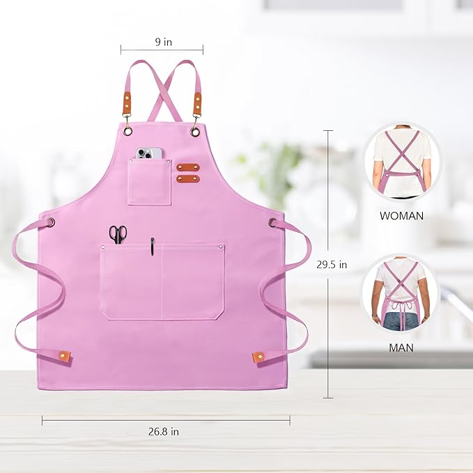 OUNLEN Chef Apron for Men Women Canvas Aprons - Image 2