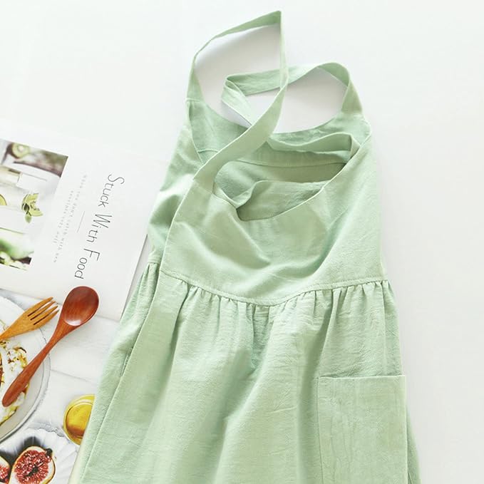Uaussi Cotton Linen Apron Cross Back Work Apron - Image 2