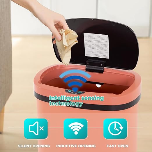 PayLessHere | 13 Gallon Plastic Trash Can | Pink | Automatic Touchless Lid - Image 2