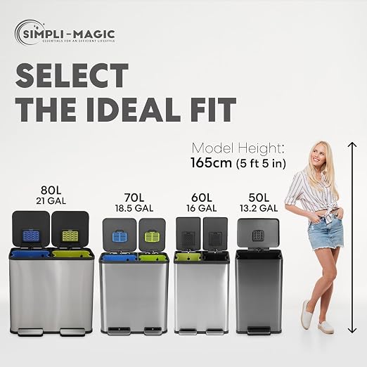 Simpli-Magic 13.2 Gallon Step Trash Can – Kitchen Garbage Can - Image 4