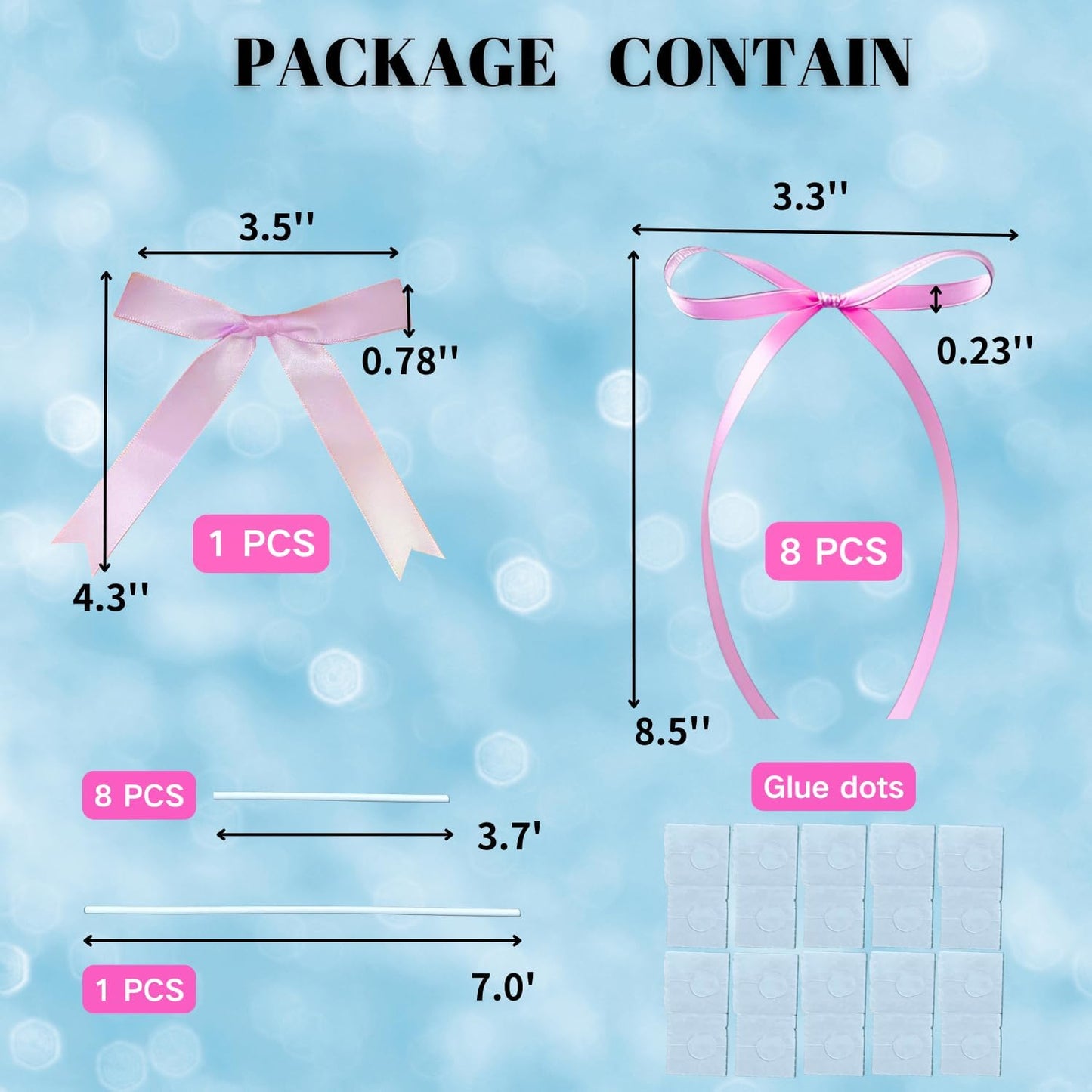 ALISSAR 1st Birthday Cake Topper with 8 Pink Bows – First Birthday Cake Decorations for Girls, Pink Bow, One Cake Topper for 1st Birthday Party