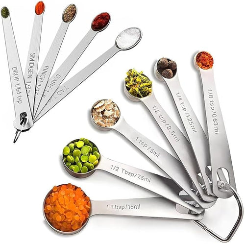 11PCS Measuring Spoons Set Stainless 1 tbsp, 1/2 tbsp, and 1-1/16tsp Steel by YUNNKEEY