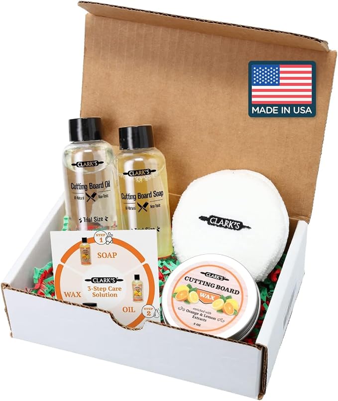 CLARK'S Cutting Board Care Kit, Includes Wood Cutting Board Oil, and Buffing Pad by CLARKS