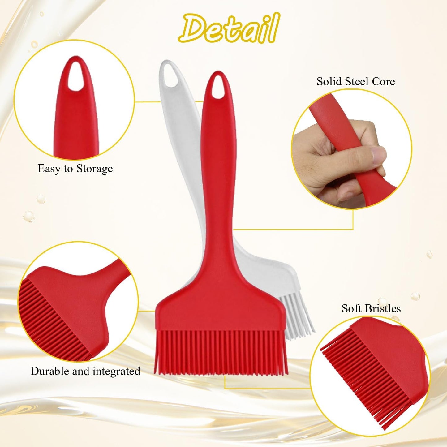 Large Silicone Basting Pastry Brush, Limso 2 PCS Heat Resistant Food Brush, Cooking Brush Suitable for BBQ Grill and Baking, Dishwasher Safe (2 Colors)