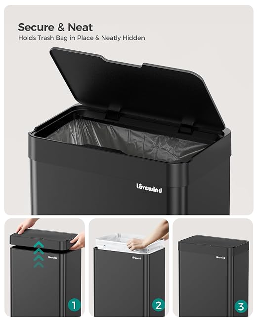 Kitchen Trash Can Touchless, 13 Gallon/50 Liter Stainless Steel Automatic - Image 9