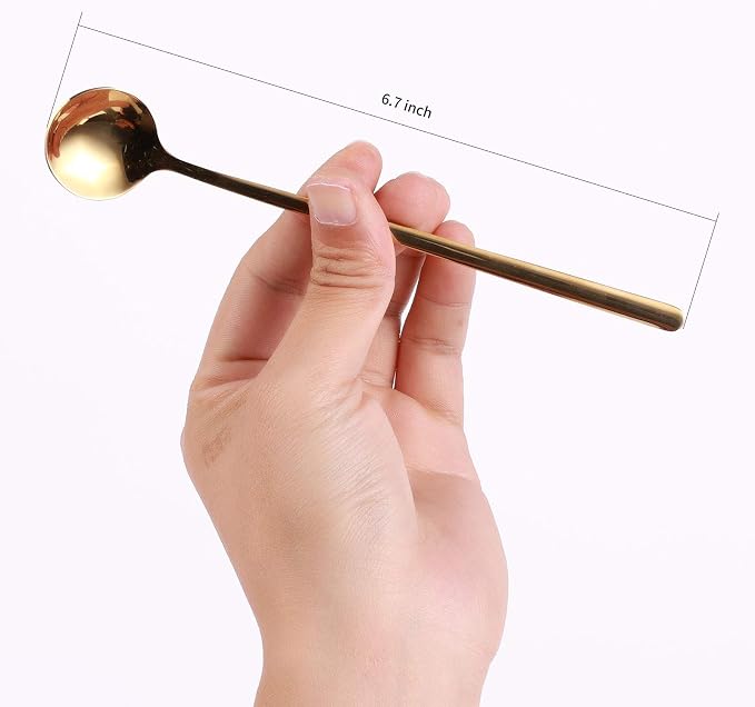 4 PCS 6.7 Inches Coffee/ Tea Spoons Long Handle, Ice Tea, Espresso Stainless - Image 2