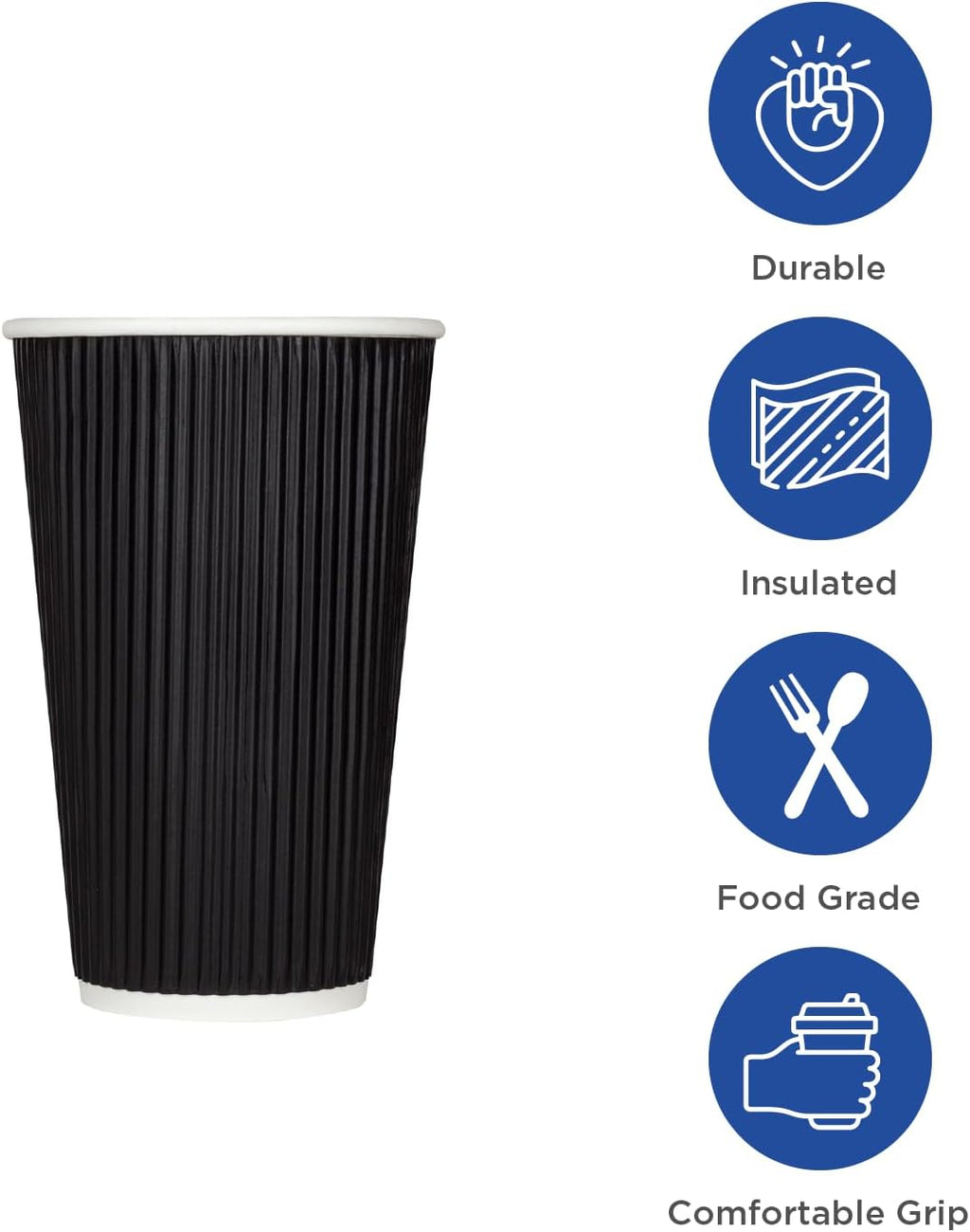 Karat C-KRC520B 20 oz Ripple Paper Hot Cups - Black (Case of 500)