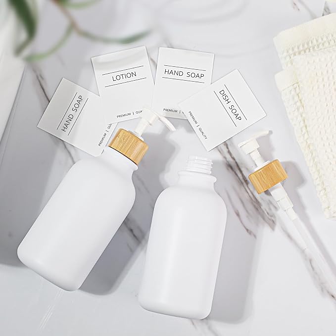 KASUNTING White Soap Dispenser, 2 Pack Plastic Bathroom Hand Soap and Lotion - Image 5