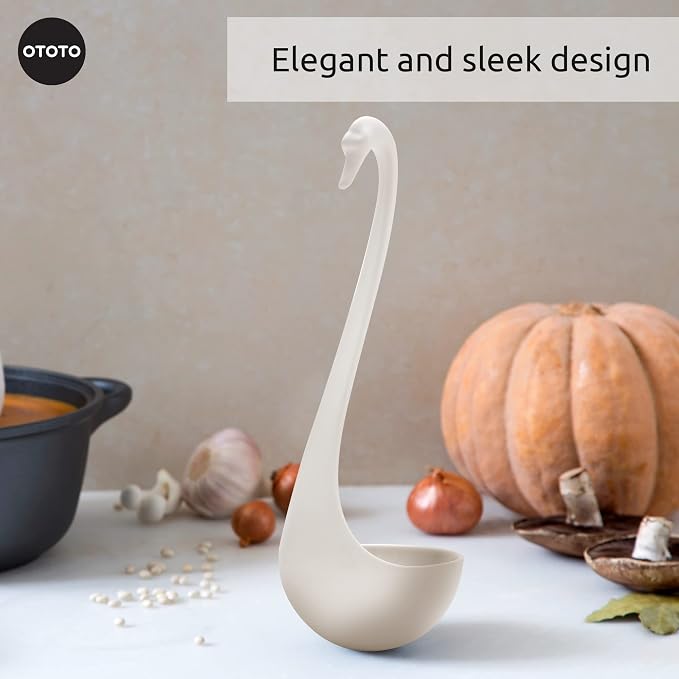OTOTO Swanky Swan Soup Ladle- Silicone Soup Spoon, Heat Resistant Soup Ladles - Image 3