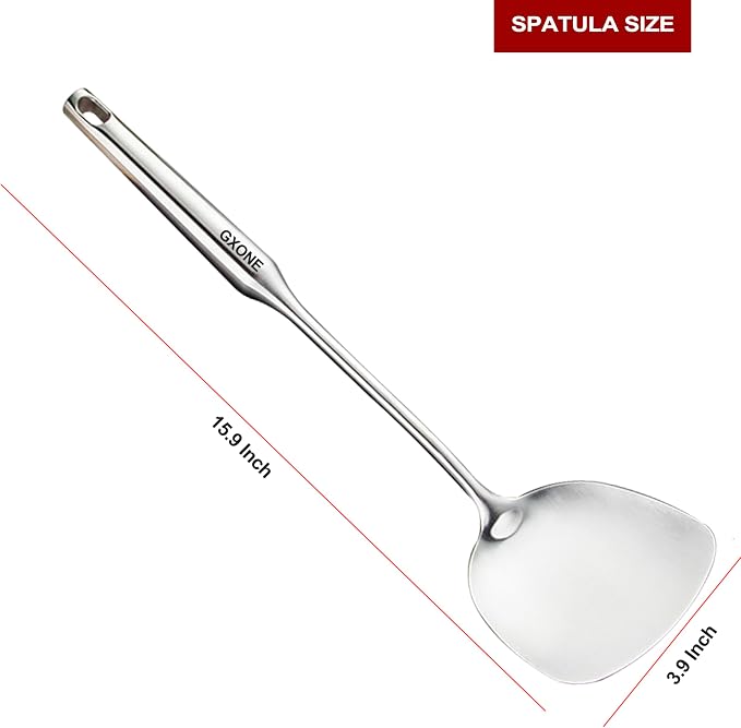 Wok Spatula Stainless Steel, Wide Metal Spatula - Image 2