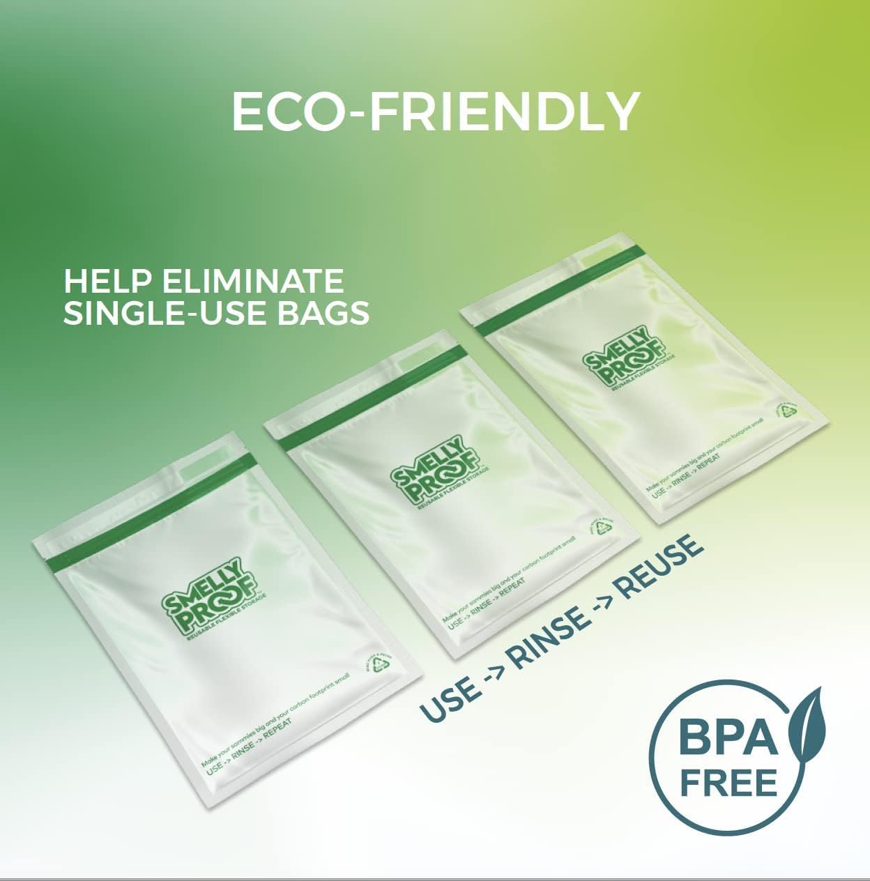 Reusable Food Storage Bags Designed & MFG by Smelly Proof, USA MADE, Dishwasher-Safe, Easy-To-Clean, PEVA & BPA FREE, Clear FLAT Large 3-mil Thick, 8.5" x 10", Quart Size Bags, 15-Bags