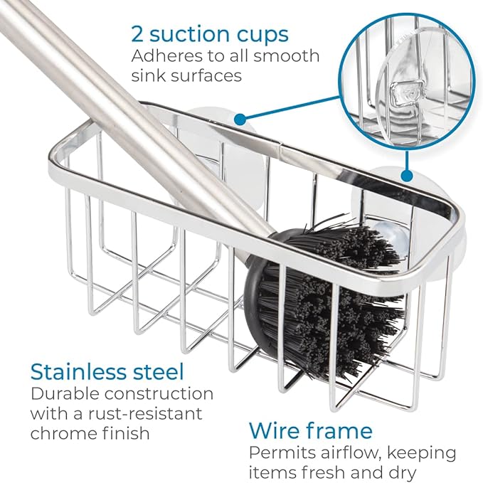 iDesign Gia Stainless Steel Dish Sponge Holder Basket - Image 5