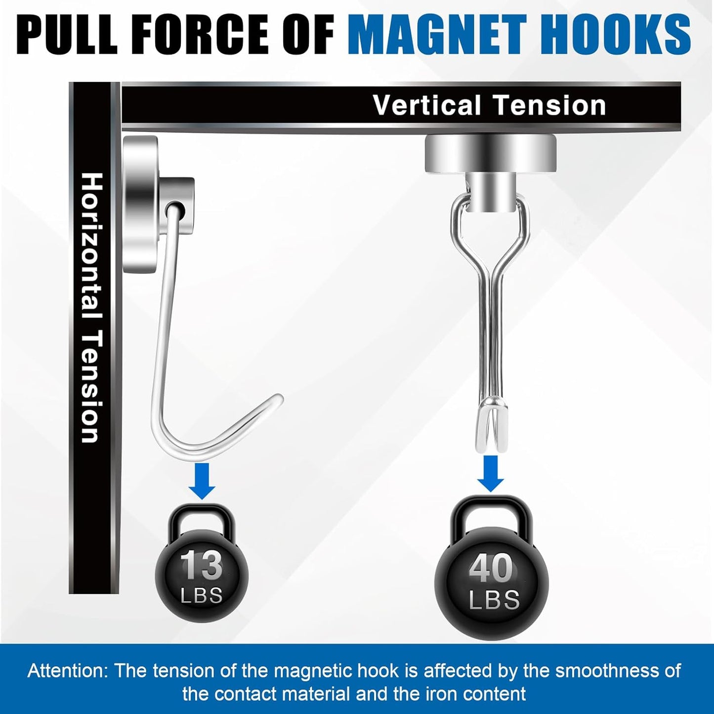 LOVIMAG Hooks, 40lbs+ Magnetic Magnet Hook 2025 Cruise Cabin Ship Essentials Heavy Duty Strong Refrigerator Fridge Hanging for Classroom Beach Vacation Kitchen Grills Home Mug Hanger (6 Pack), Silver