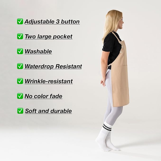 TOSHE Kitchen Apron Waterdrop Resistant Cotton Apron - Image 7