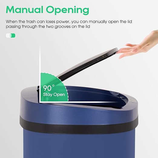 BestOffice 13‑Gallon Automatic Sensor Trash Can, Deep Blue – 50 L Touchless - Image 4
