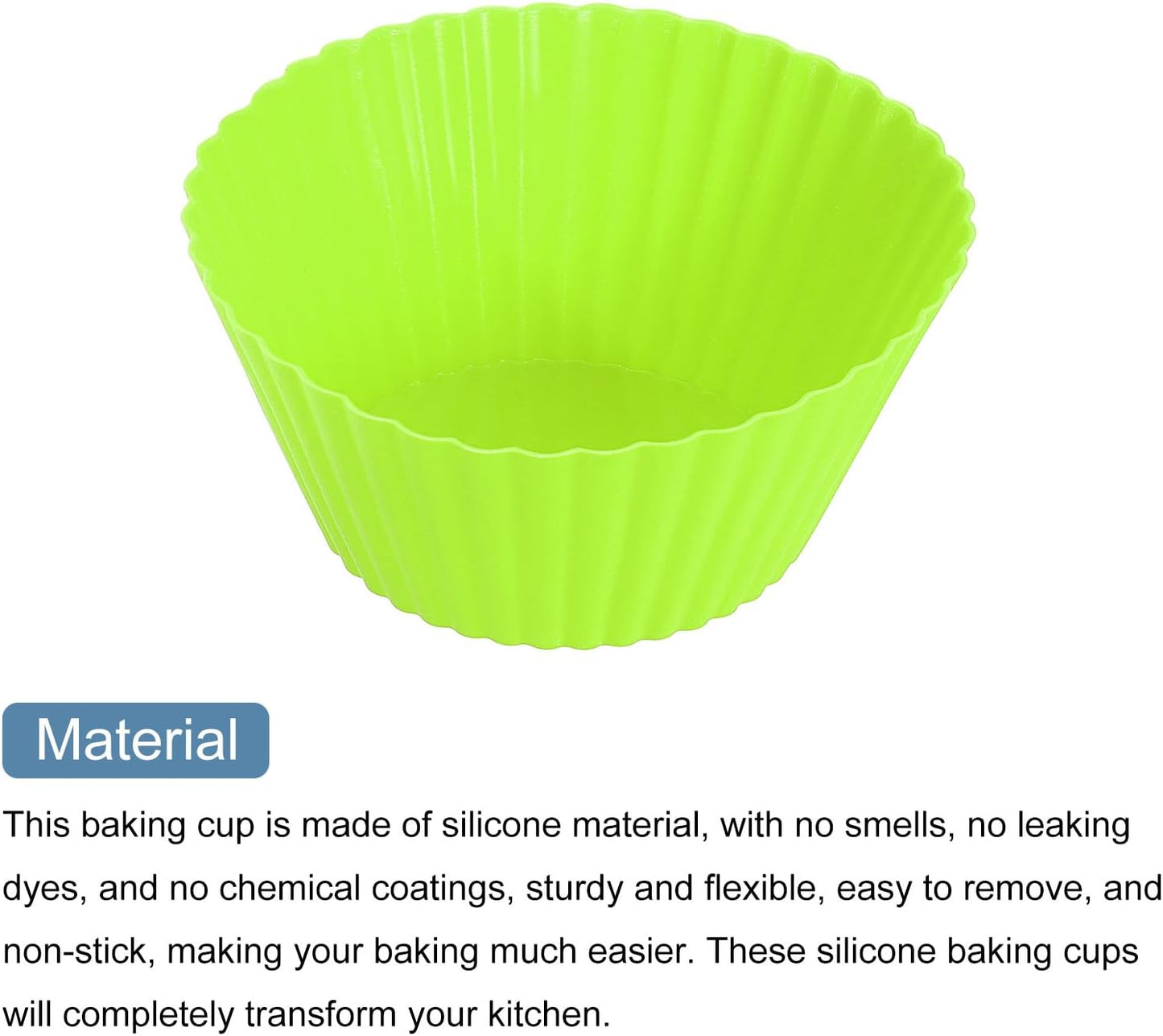 uxcell 18Pcs Silicone Cupcake Liners, Non-Stick Baking Cups, for Cooking Eggs, Baking Muffins and Make a Cake(Green)