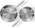 DELARLO Tri-Ply Stainless Steel Pan, 18/10 Frying Pan, Oven Safe Up to 600°F by DELARLOCOOKWARE