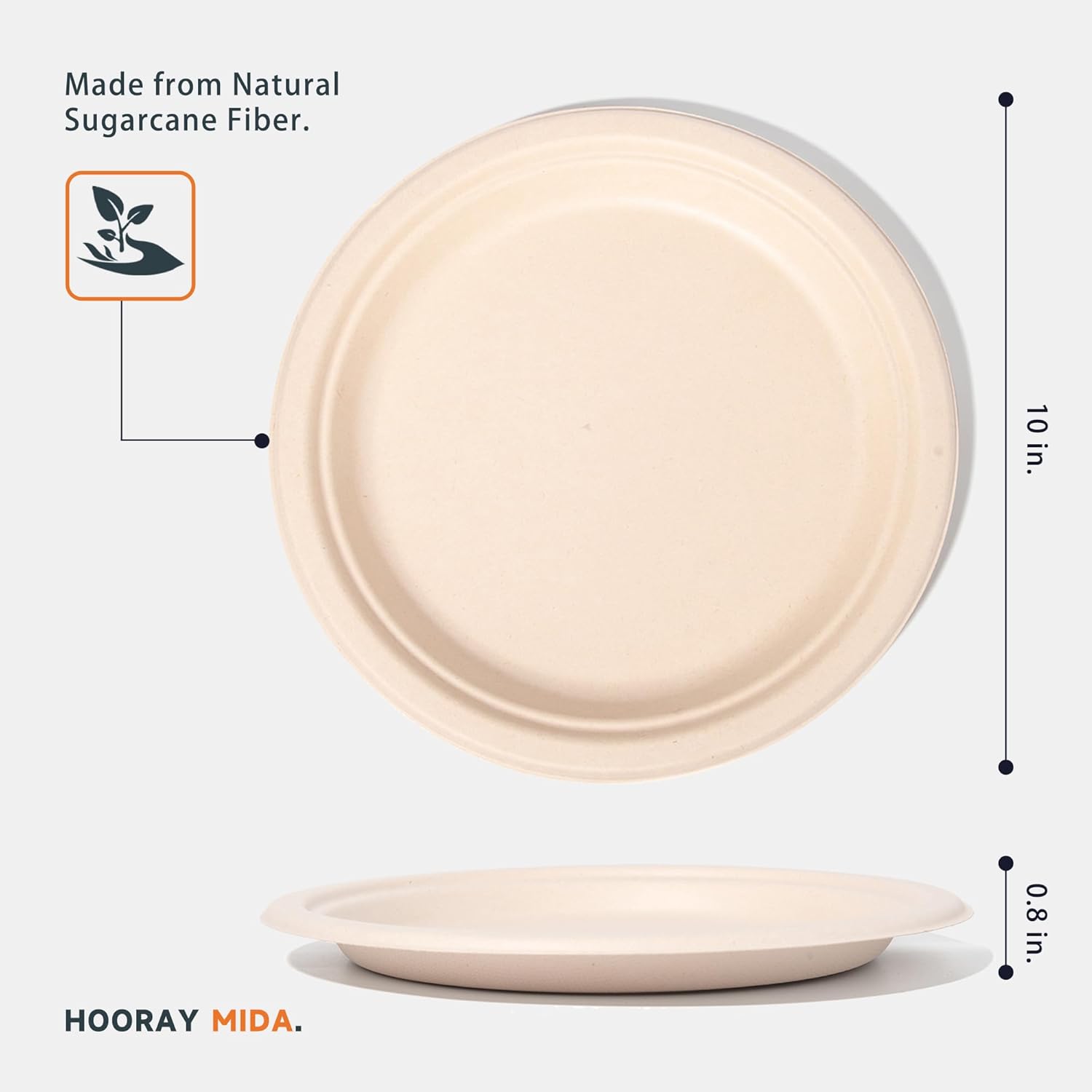 100% Compostable Paper Plates - 10 Inch, Bulk 300 Count - Disposable, Heavy Duty, Biodegradable Plates Made of Bagasse - Eco-Friendly, Large Size (White)