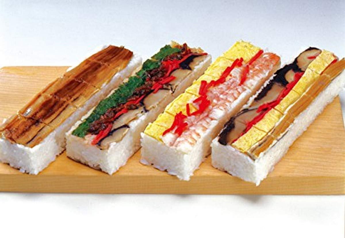 JapanBargain, Wooden Oshizushi Press Mold 8.5" x 2.75", Rectangular Pine Sushi Mold Box, Japanese Oshizushihako Sushi Press Maker, 3-Piece Detachable Design