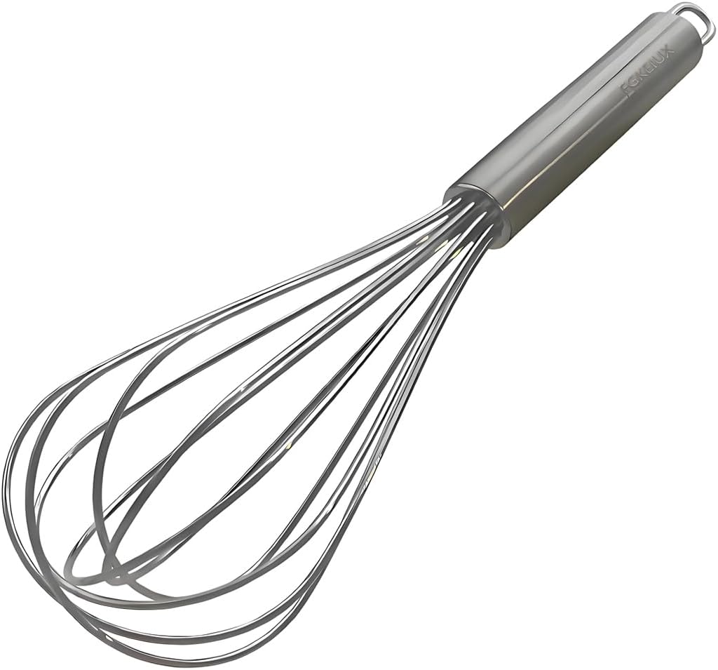 8-Inch Stainless Steel Whisk, Handheld Egg Beater for Mixing Batter, Whipping Cream
