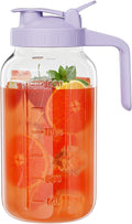 Glass Mason Jar Pitcher, 64 oz Wide Mouth Jug by Junvpic