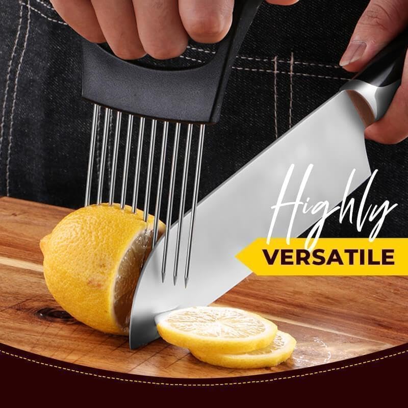 Onion Slice Holder, 2025 Upgraded Stainless Steel Onion Holder for Slicing Lemon Slicer Vegetable Cutter, Kitchen Chopper Slicing Assistant Tool for Meat, Onion, Potato, Tomato (1, C)