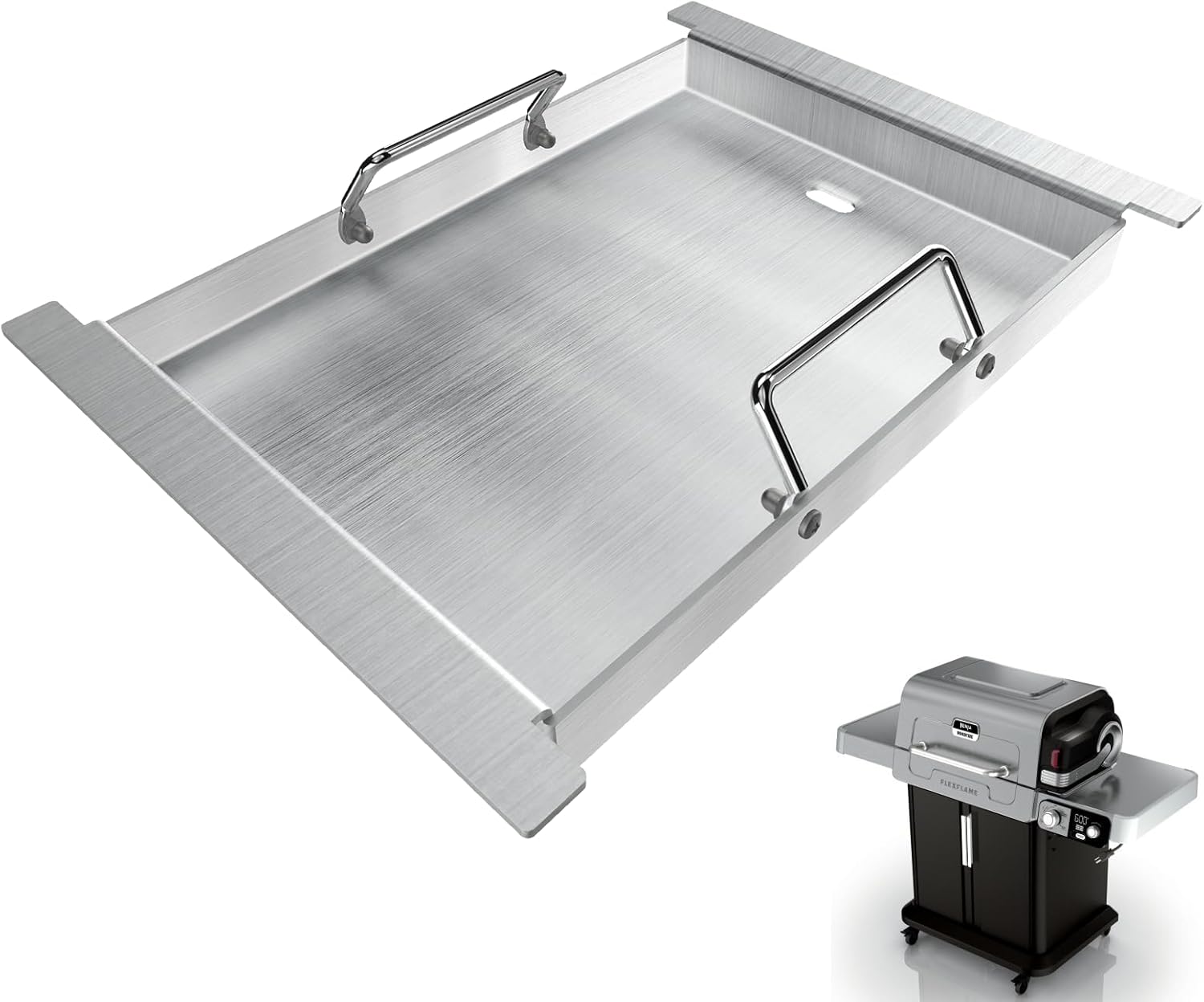 Upgrades Half Griddle for Ninja FlexFlame Grills, Stainless Steel Sizzle Griddle Plate for Ninja PG300 Grill Accessories, Compatible with ninja-Flex Flame Grill Accessories XSKHLFGRIDLE, 17''L x 12''W