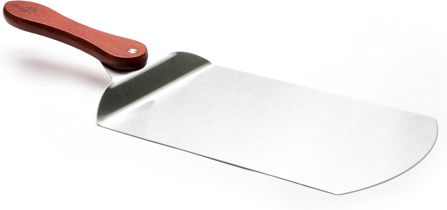 Outset Stainless Steel Pizza Peel with Collapsible Rosewood Handle, 20-Inch Overall, 12-Inch x 7.75-Inch Spatula Area, Silver