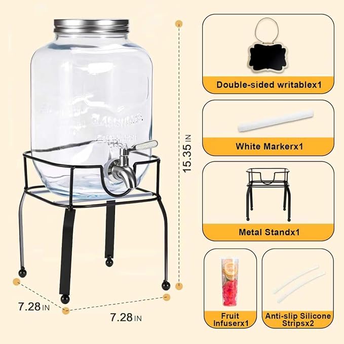 1 Gallon Glass Drink Dispensers - Image 3