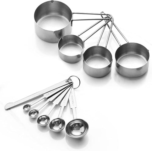 10-Piece Stainless Steel Measuring Cups and Spoons Set by Unknown