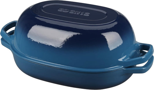 Enameled Cast Iron Dutch Oven Pot with Lid, Oval Dutch Oven for Bread Baking, Bread Oven for Homemade Sourdough Bread Baking, 7qt, Lake Blue